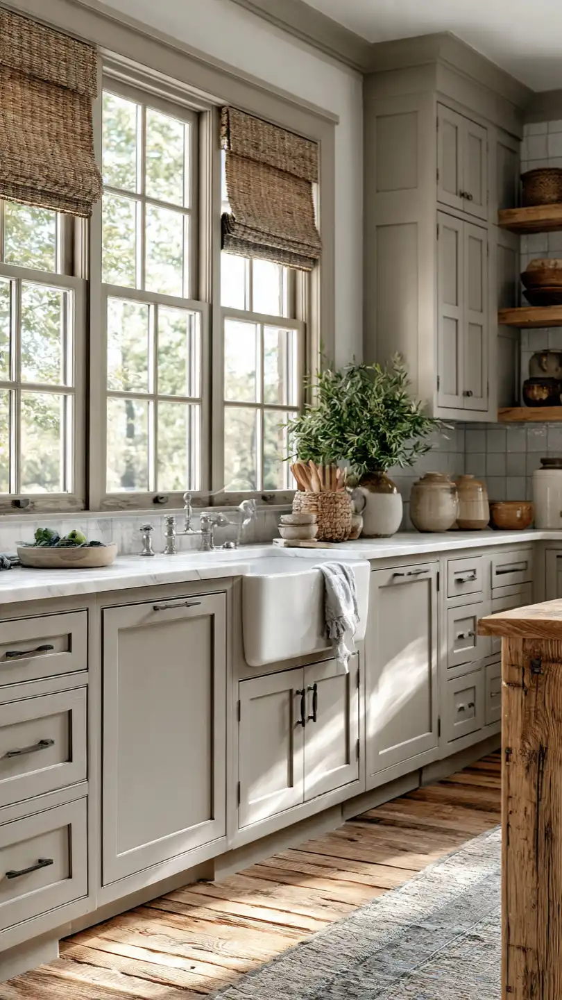 Farmhouse Kitchen Sink Windows with Rustic Charm