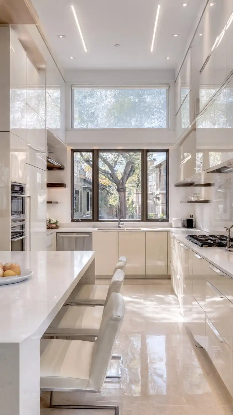 Frosted Glass Kitchen Windows Above Sink for Privacy