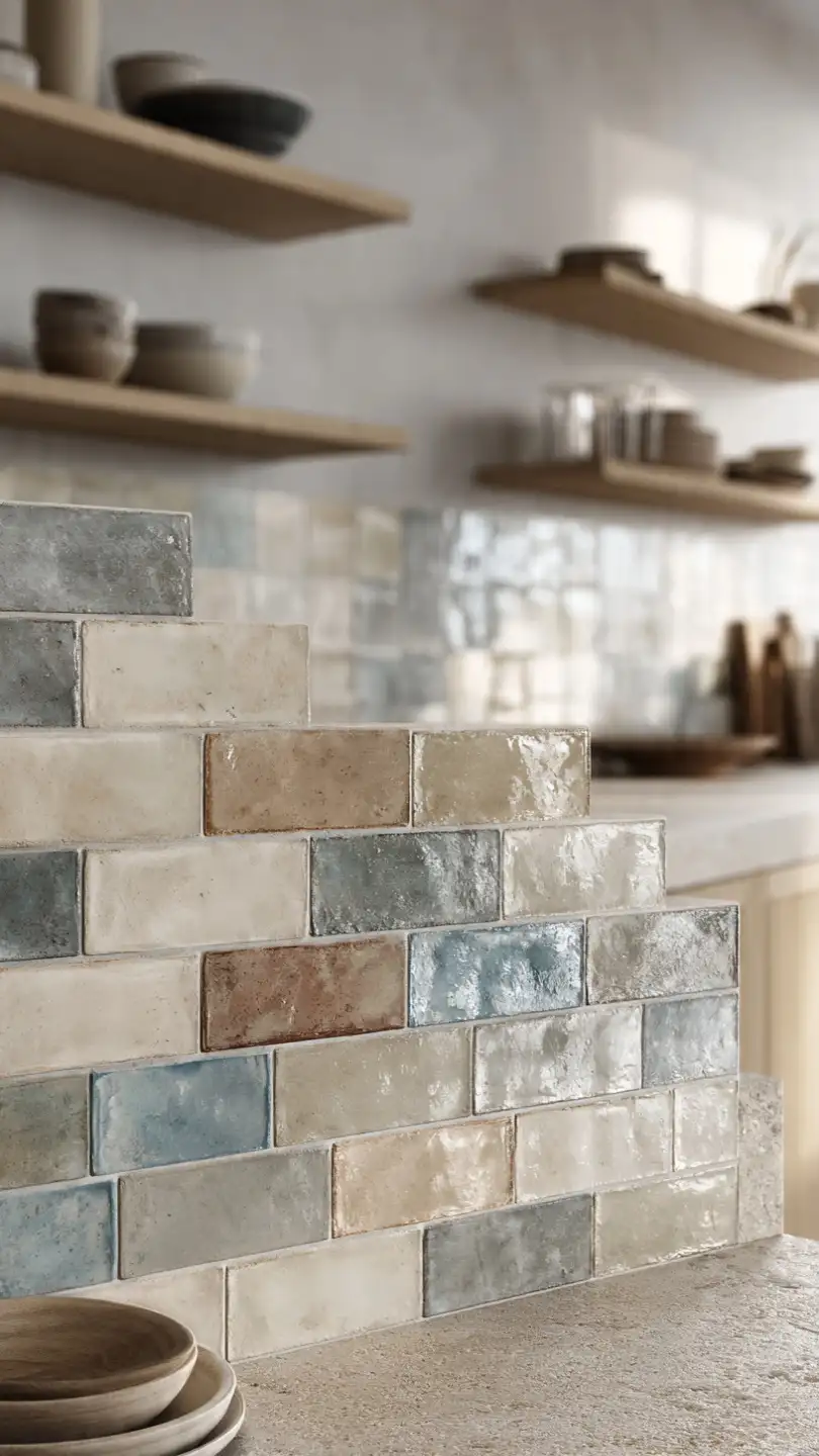Handmade Ceramic Scandinavian Kitchen Backsplash