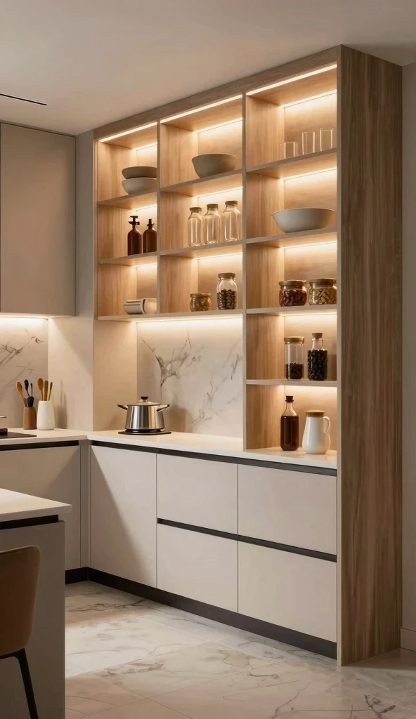 High-End Kitchen Cabinets With Integrated Lighting Features