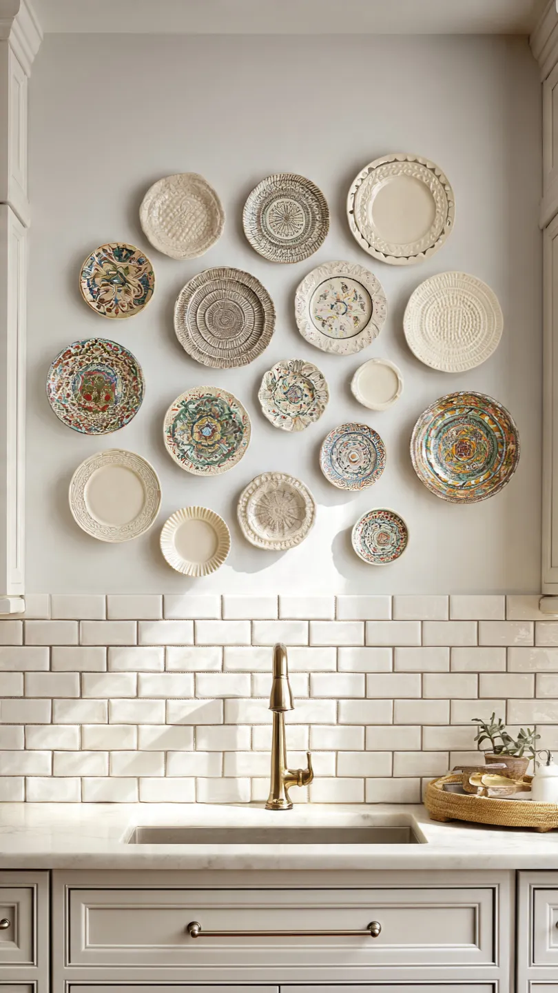 Install Decorative Plate Displays Above Kitchen Sink Walls