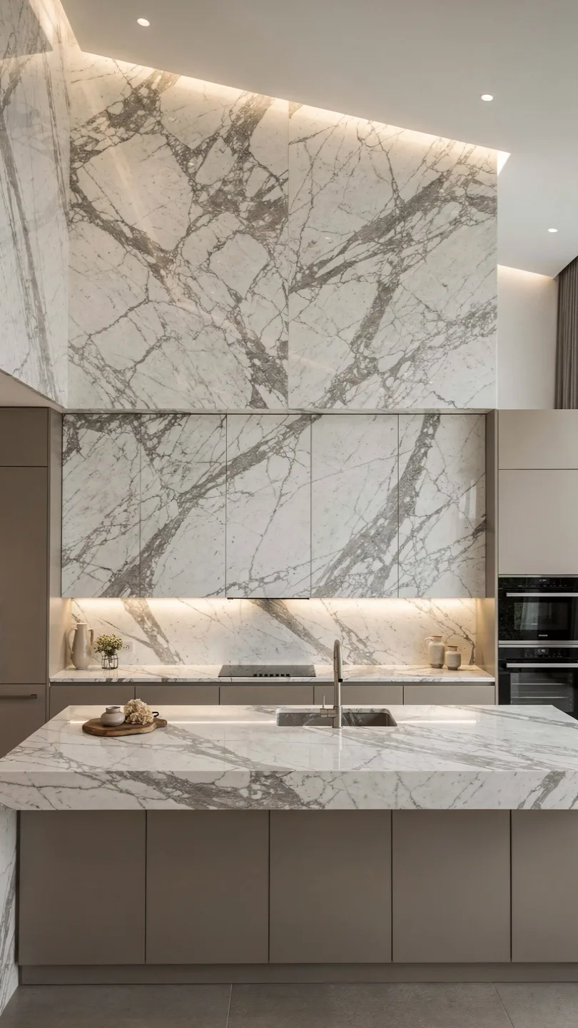Install Full-Height Marble Walls in a Calacatta Marble Kitchen