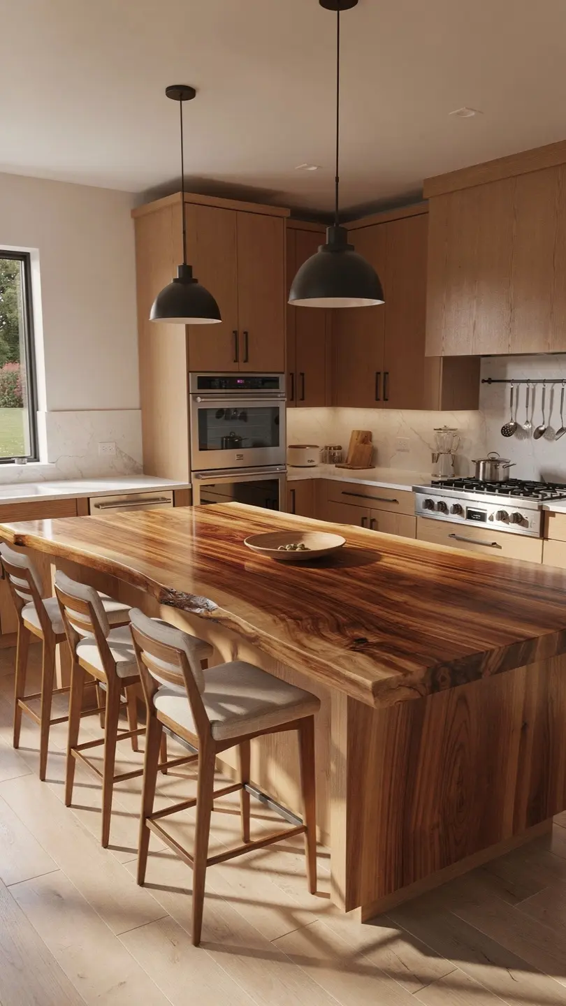 Install a Maple Slab Countertop Inside a Multifunctional Family Kitchen