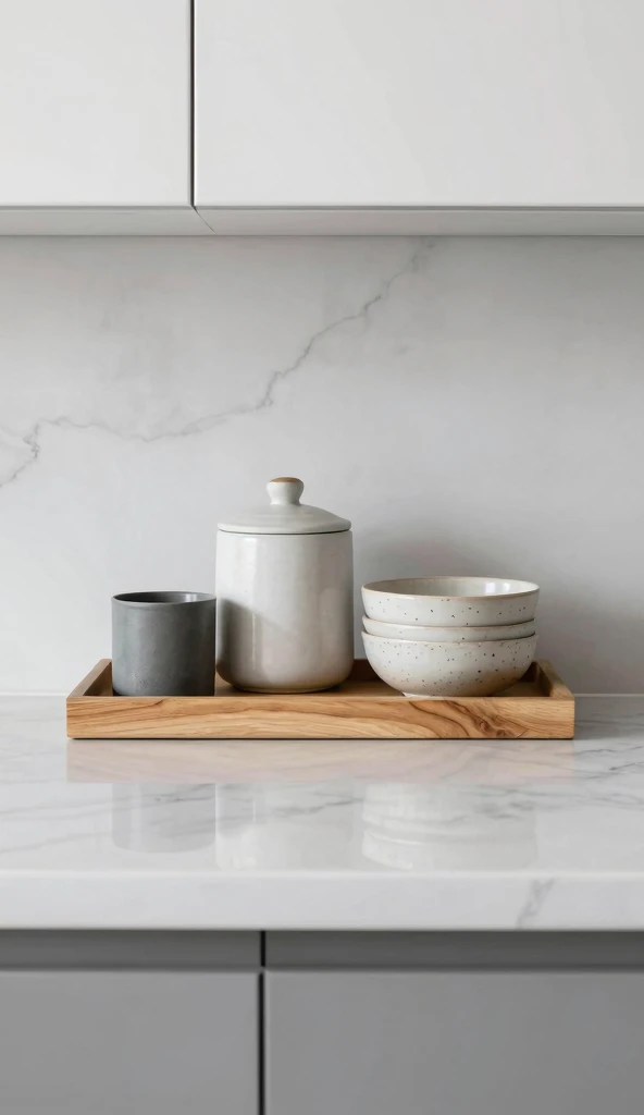 Layered Kitchen Countertop Styling for Depth and Dimension