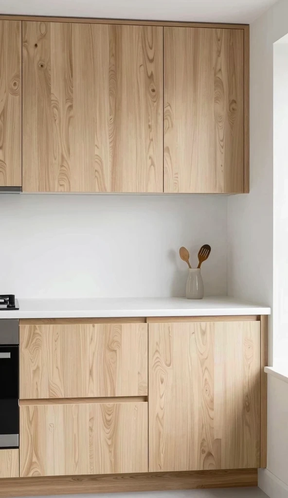 Light Wood Cabinets with White Countertops