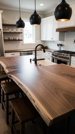 Live Edge Walnut Wood Kitchen Countertops for Organic Elegance