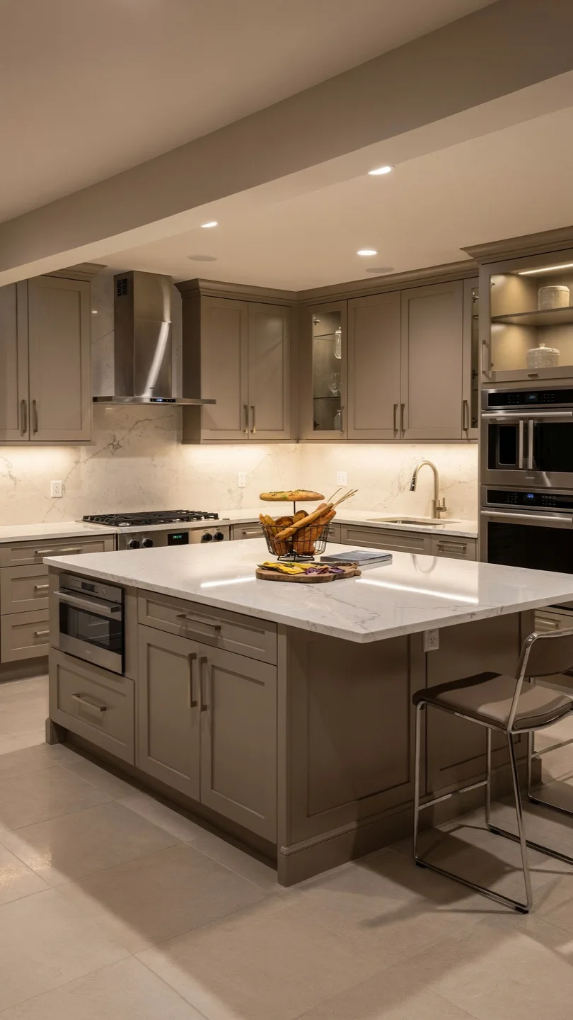 Luxury Basement Kitchenette with Island and Premium Finishes