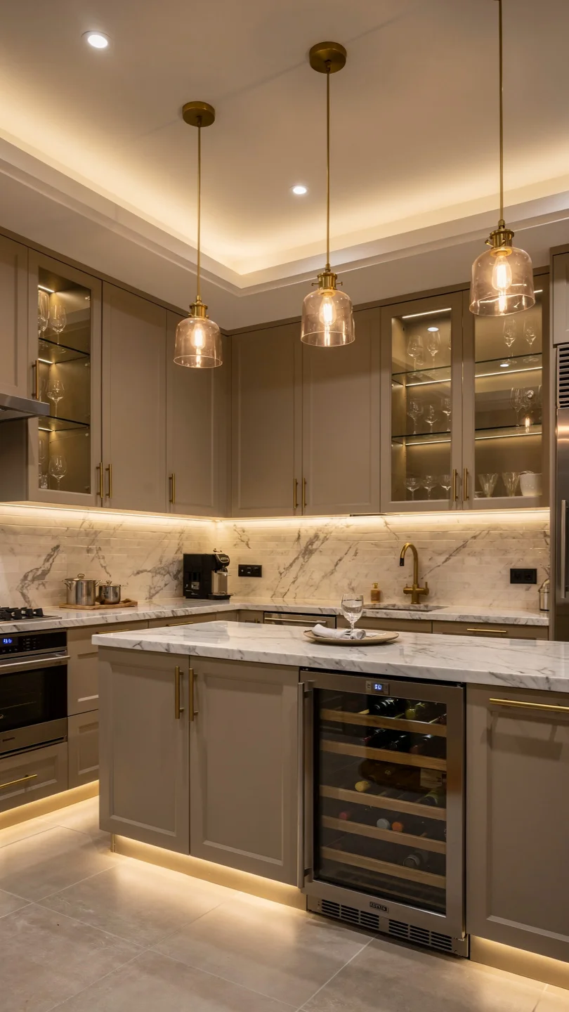 Luxury Basement Kitchenette with Premium Finishes and Detailing