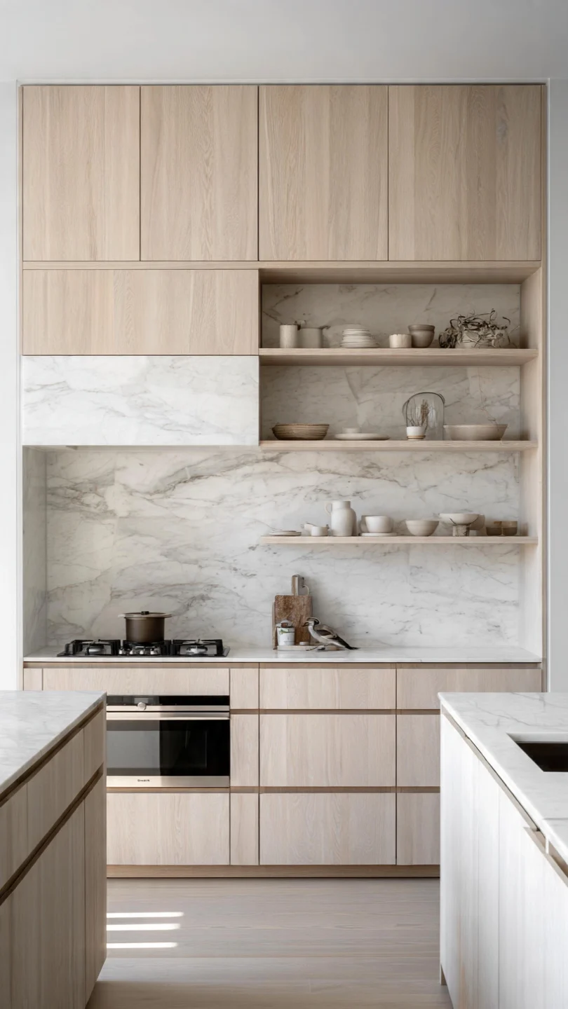 Marble Accent Scandinavian Kitchen Backsplash