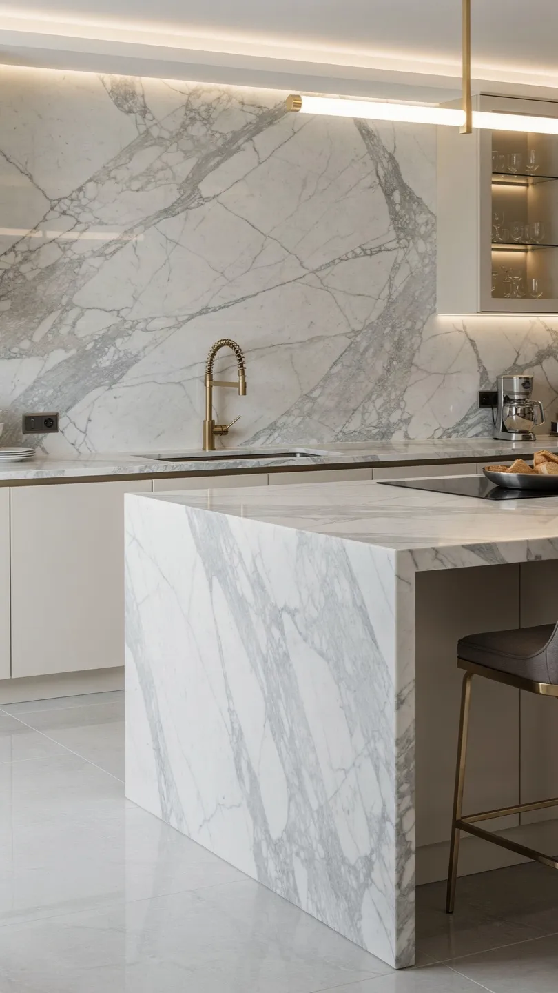 Marble Inspired Ceramic Slab Countertops for Timeless Elegance