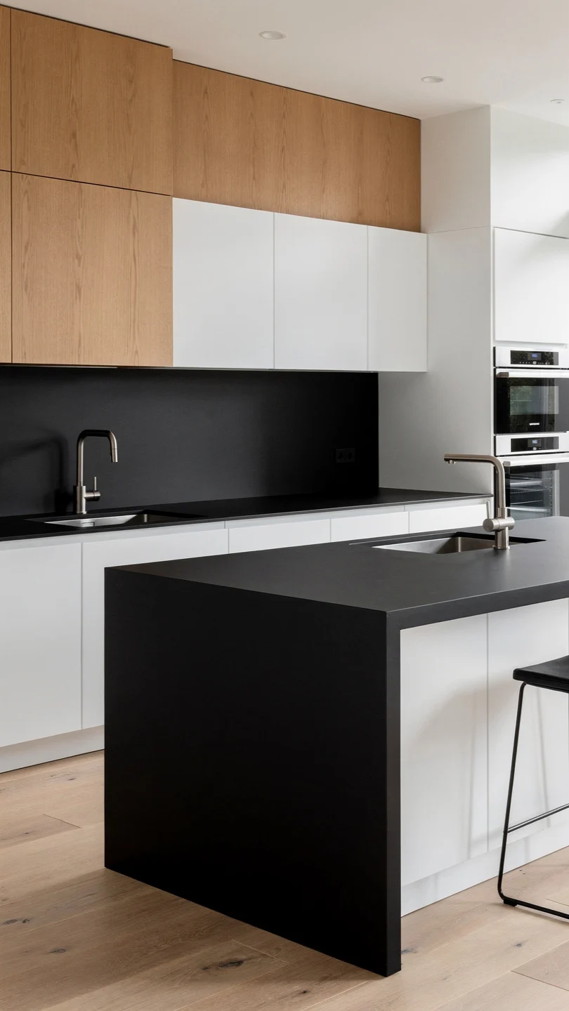 Matte Black Ceramic Slab Countertops for Contemporary Drama