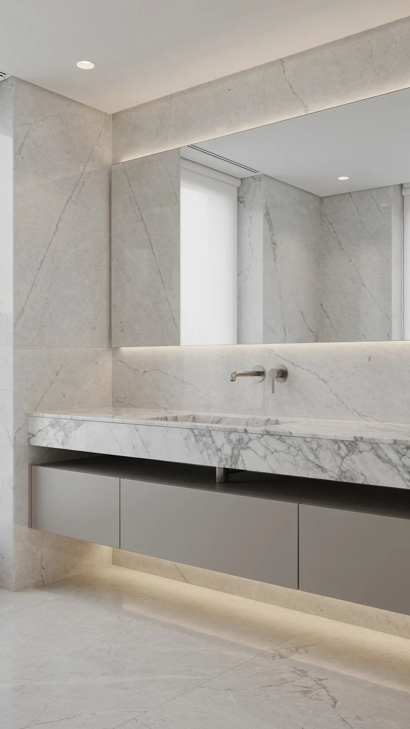 Minimalist Floating Calacatta Marble Sink for Contemporary Bathrooms