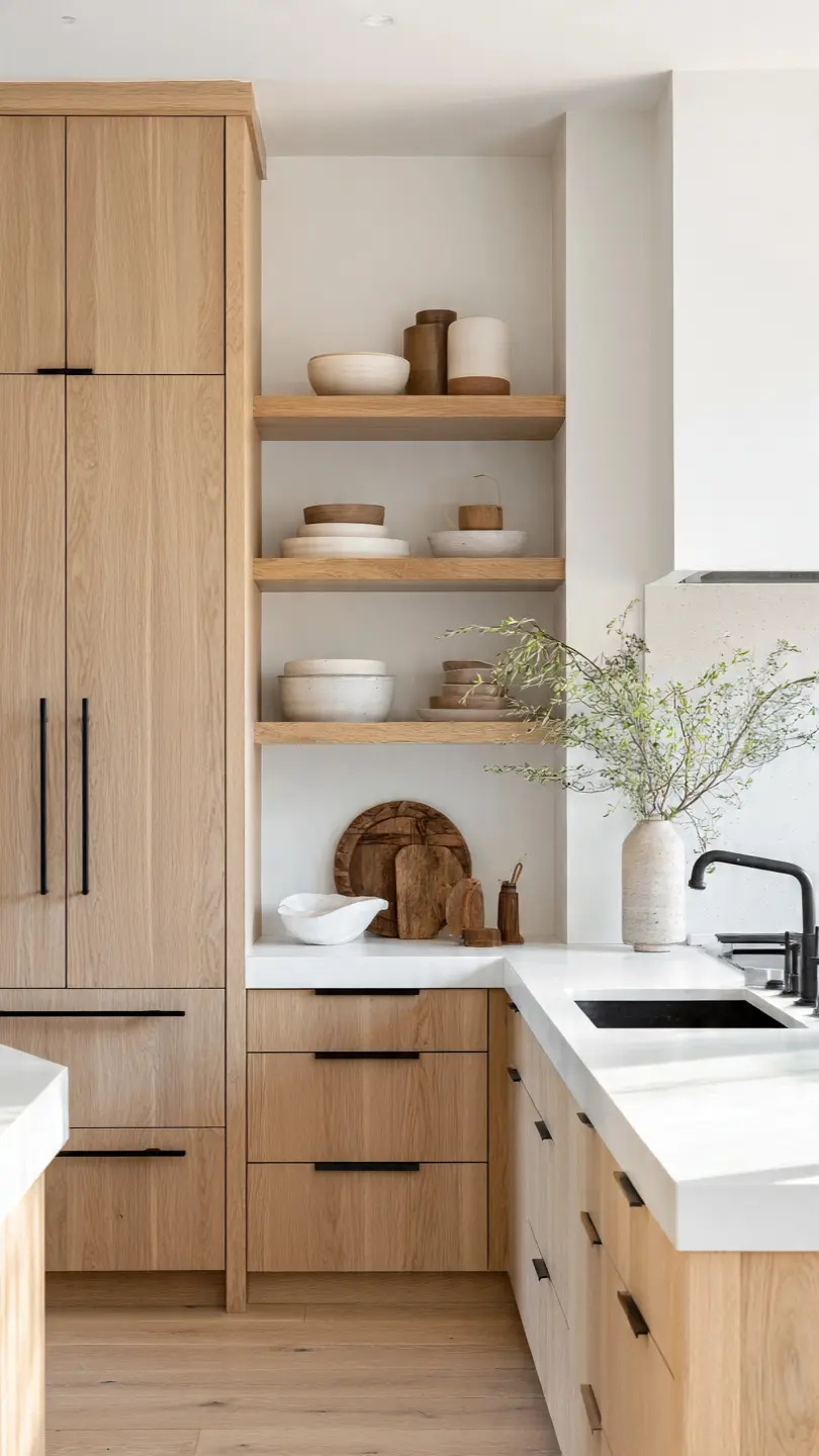 Minimalist White Base with Natural Wood Accents