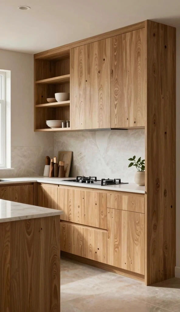 Natural Oak Cabinets With Warm Textures
