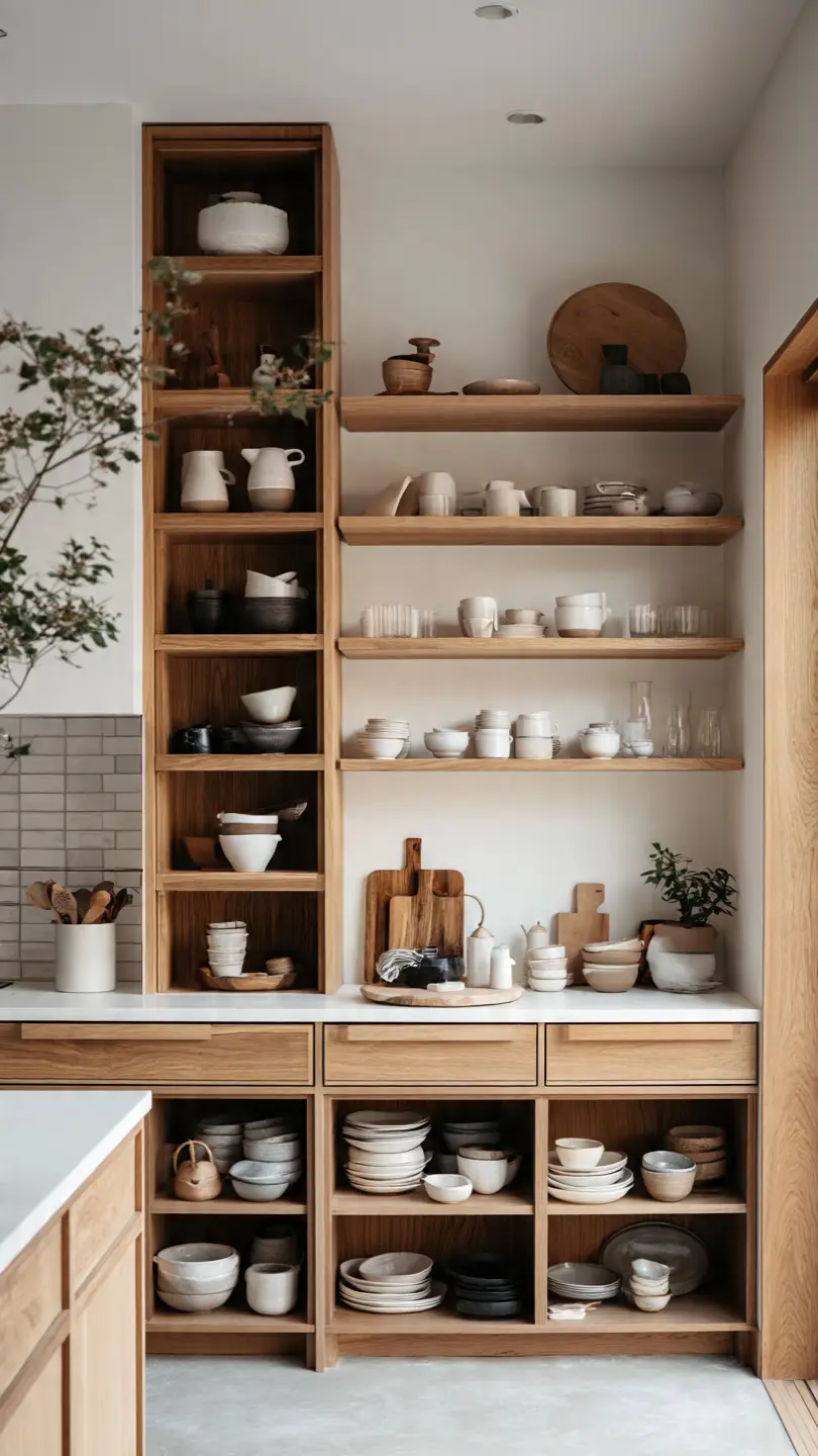 Open Shelving for Functional and Airy Kitchen Spaces