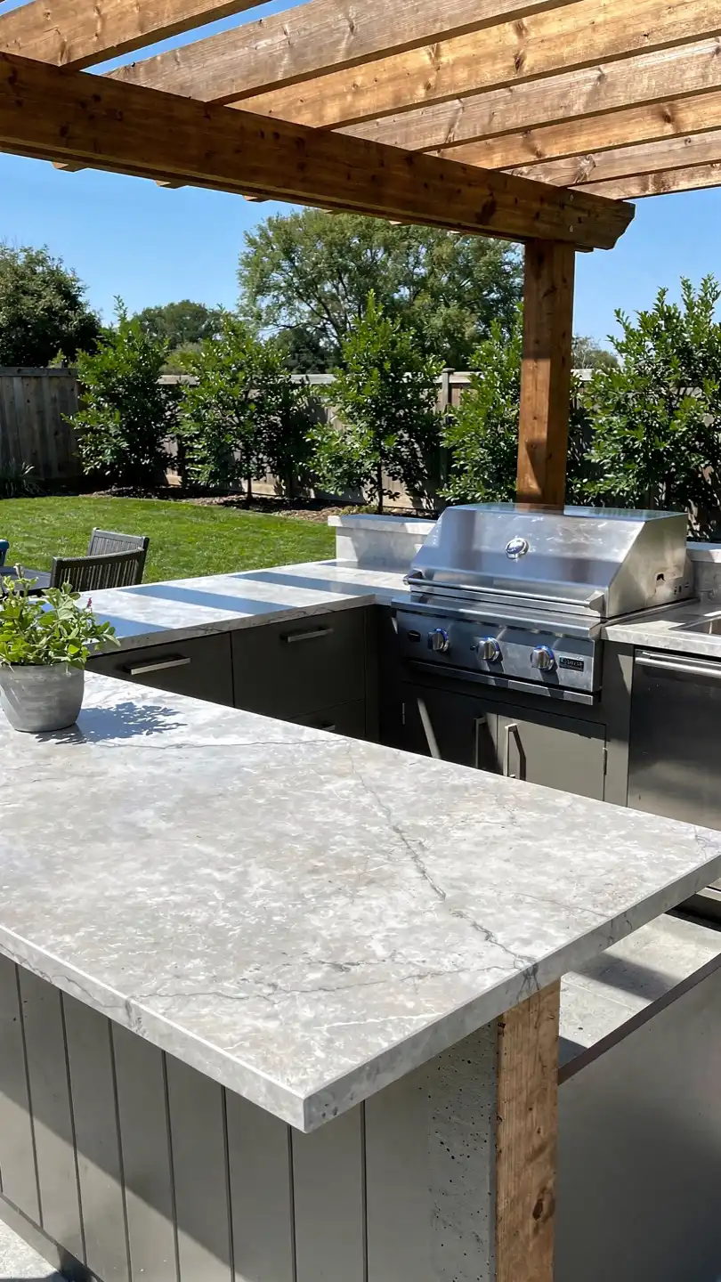 Outdoor Ceramic Slab Countertops for Functional Cooking Spaces