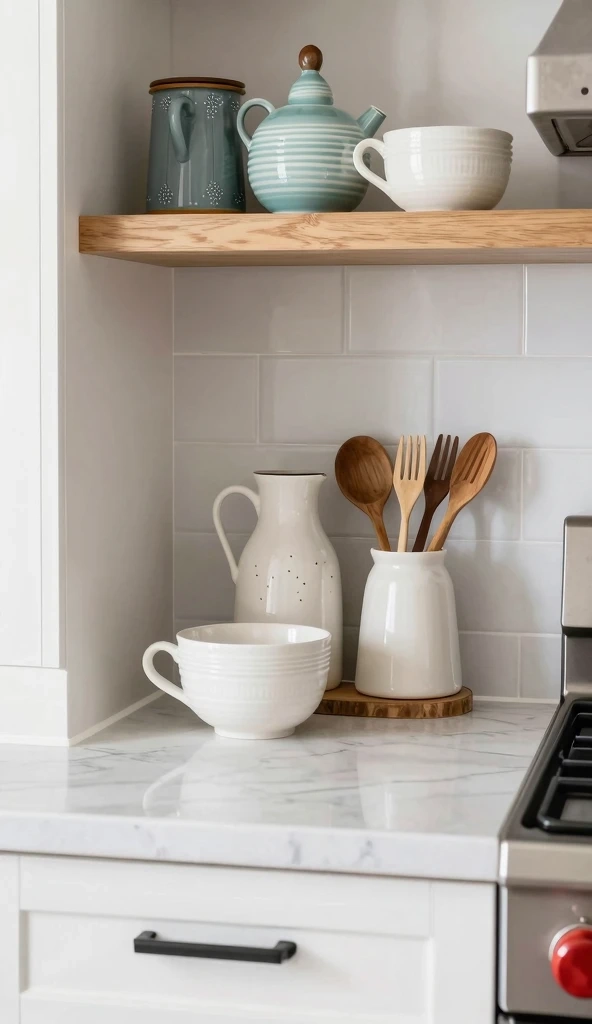 Personalized Kitchen Countertop Styling with Unique Accents