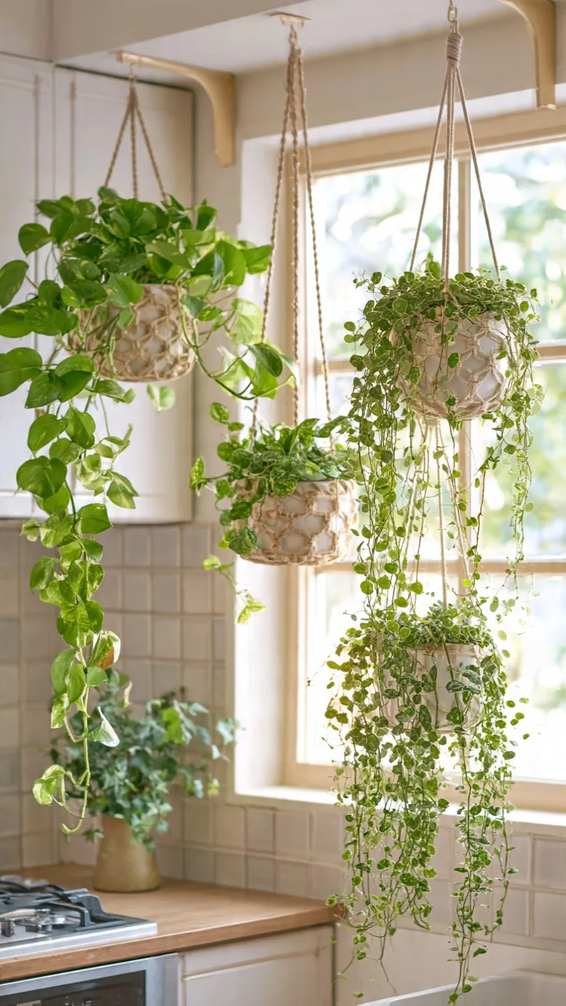 Place Hanging Plants Above Kitchen Sink Corners