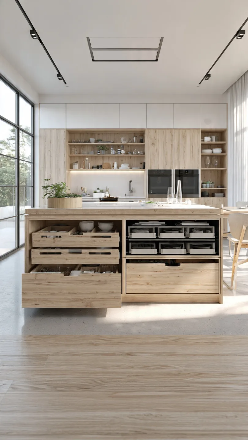 Scandinavian Kitchen Island With Hidden Storage Solutions