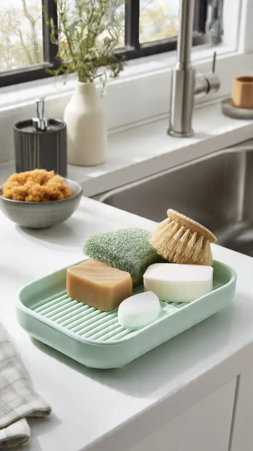 Silicone Kitchen Sink Soap Tray with Flexible Drainage System