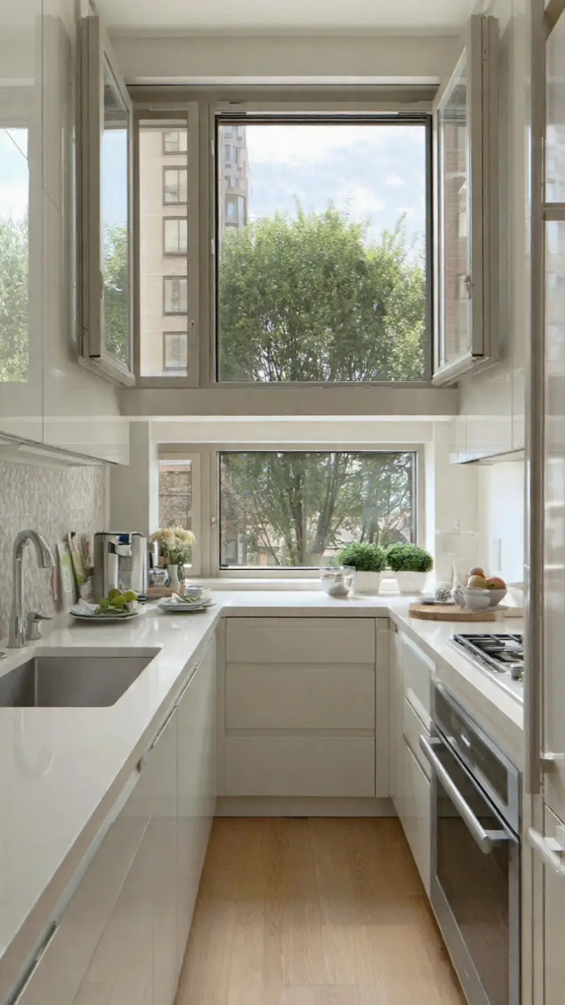 Sliding Kitchen Windows Above Sink for Compact Layouts