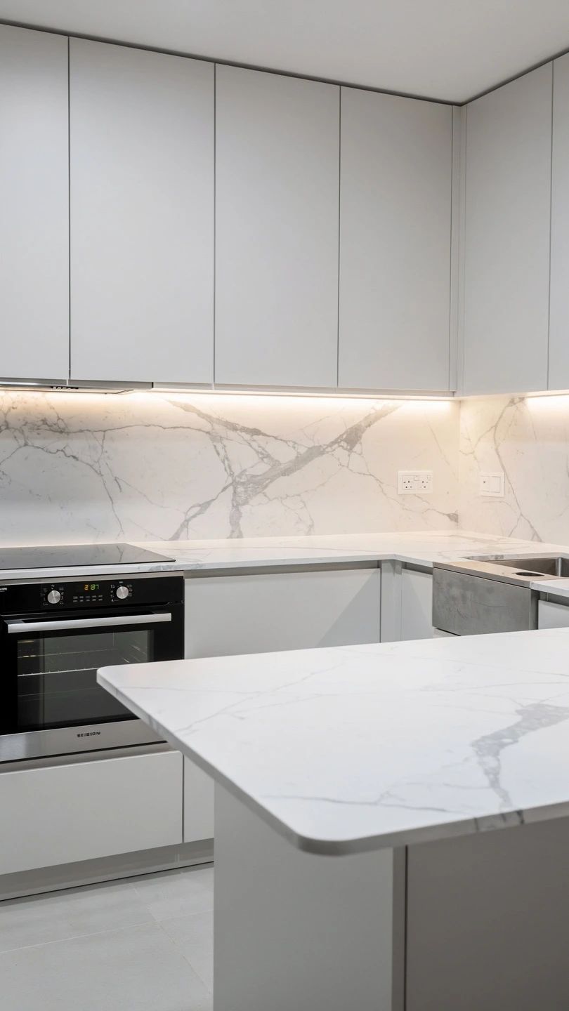 Slim Profile Ceramic Slab Countertops for Minimalist Spaces
