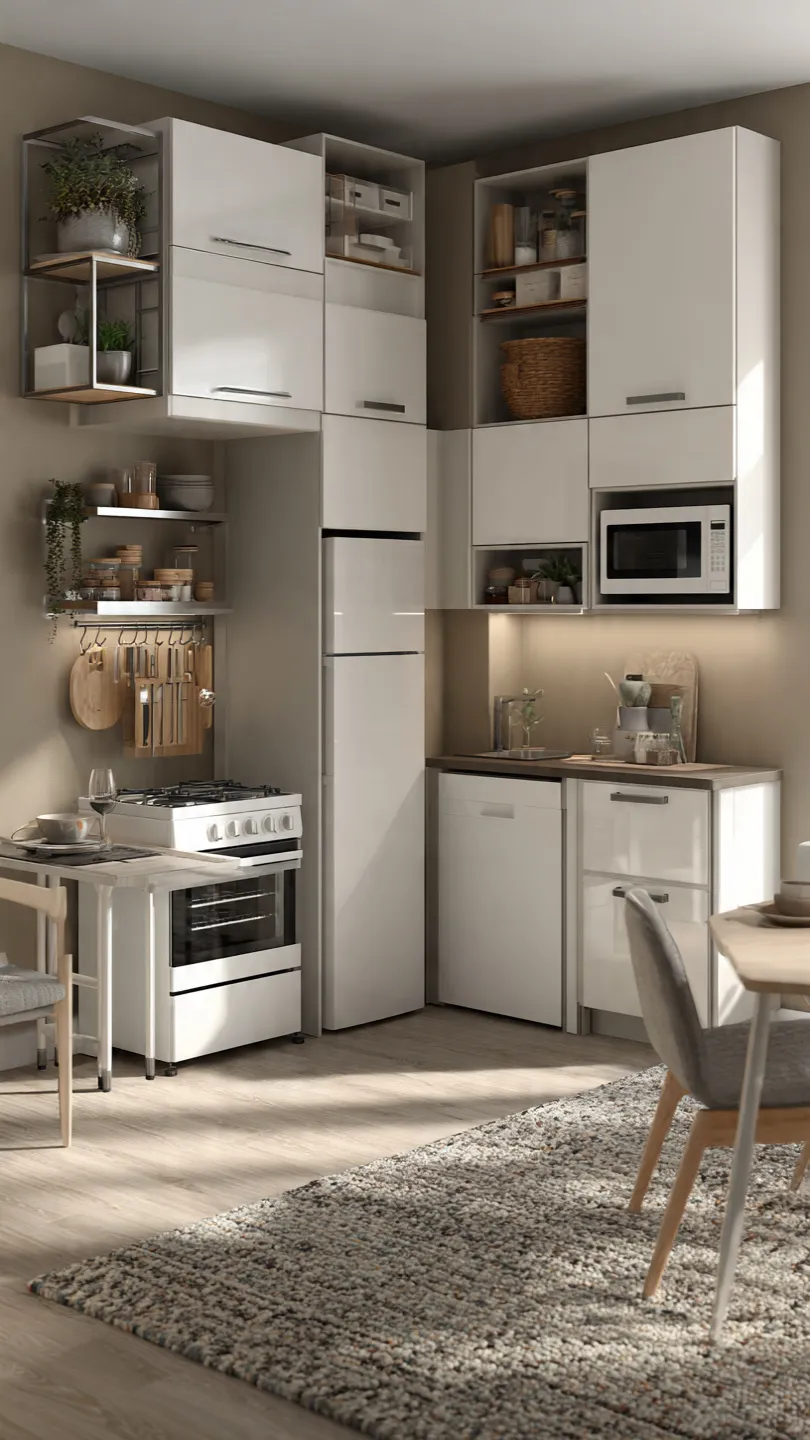 Space-Saving Basement Kitchenette with Stove for Small Layouts