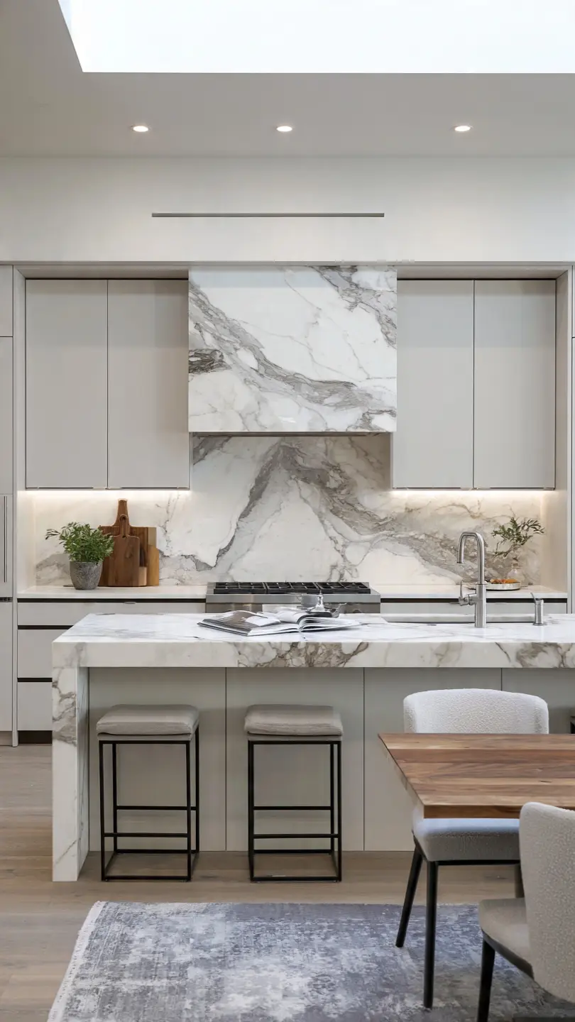 Statement Wall Calacatta Marble Backsplash for Modern Kitchens