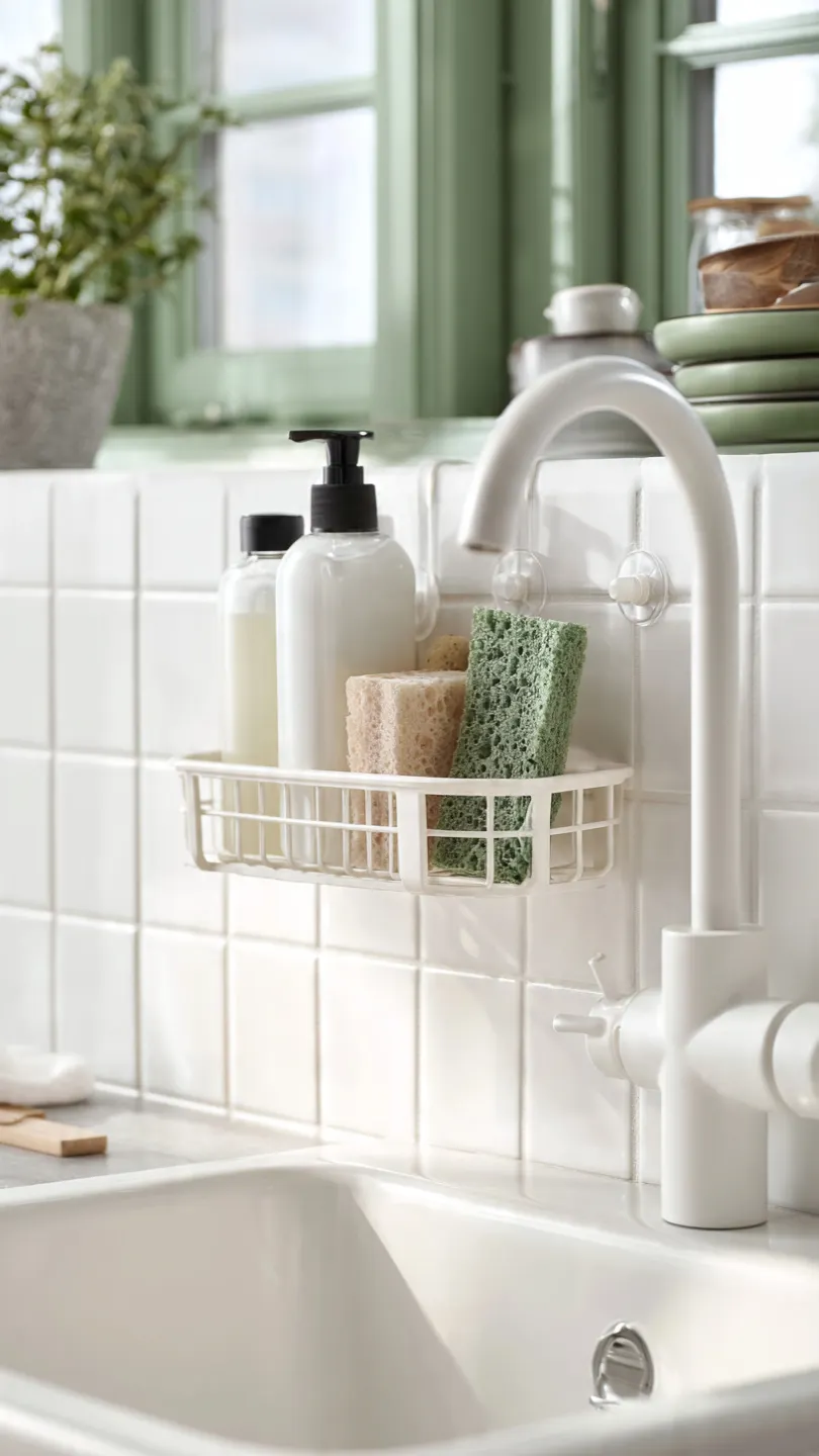 Suction-Based Kitchen Sink Soap Tray for Flexible Installation