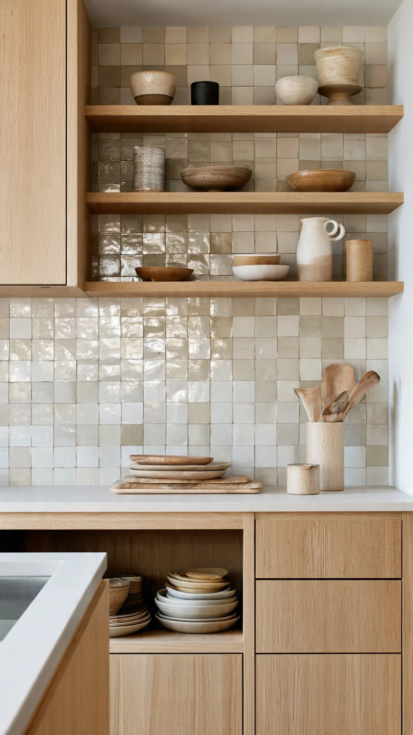 Textured Zellige Scandinavian Kitchen Backsplash