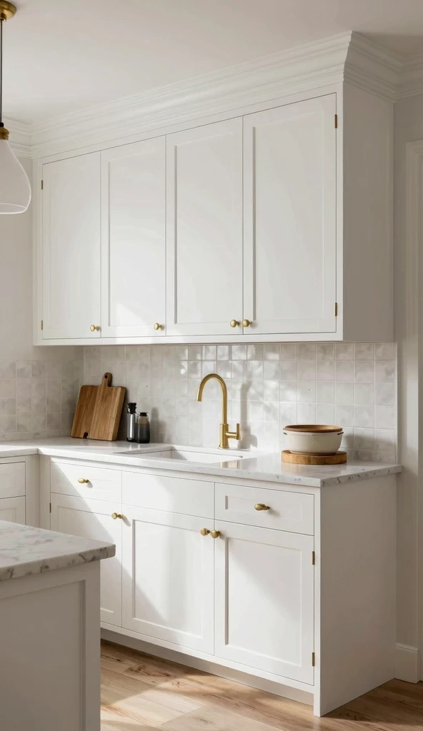 Traditional High End White Cabinets With Decorative Molding