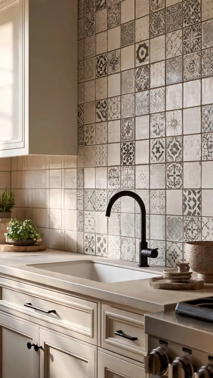 Use Decorative Tile Patterns Above Kitchen Sink Walls