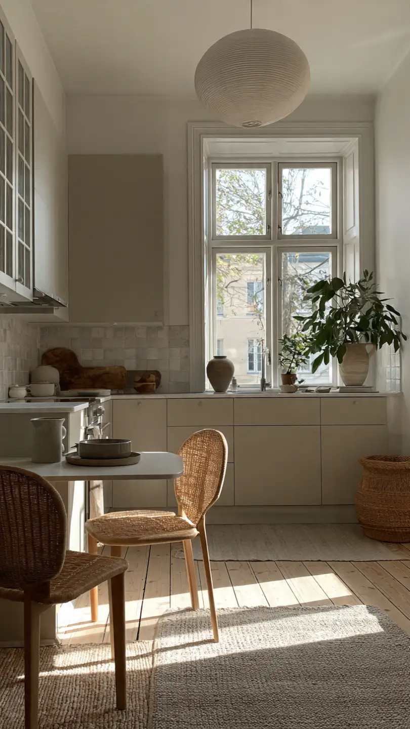 Use Soft Neutral Colors for a Relaxed Scandinavian Kitchen Design