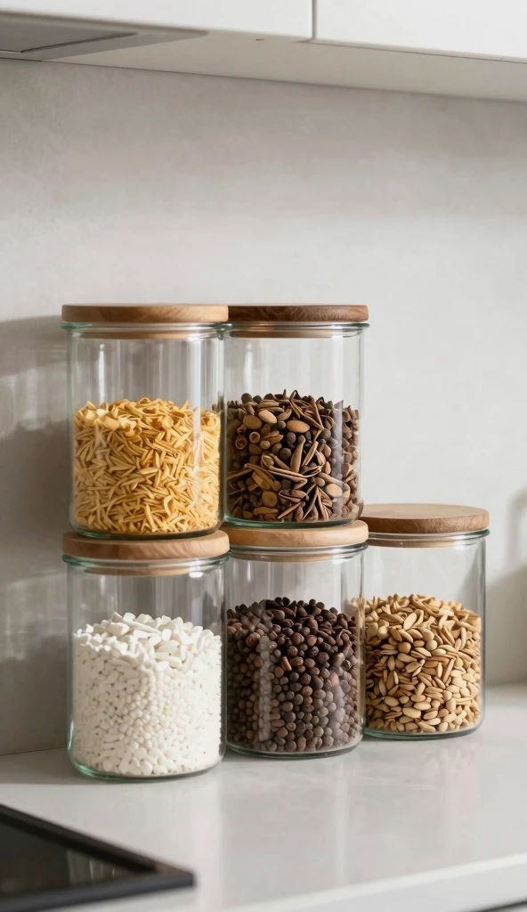 Use Stylish Storage Jars for Kitchen Countertop Decor