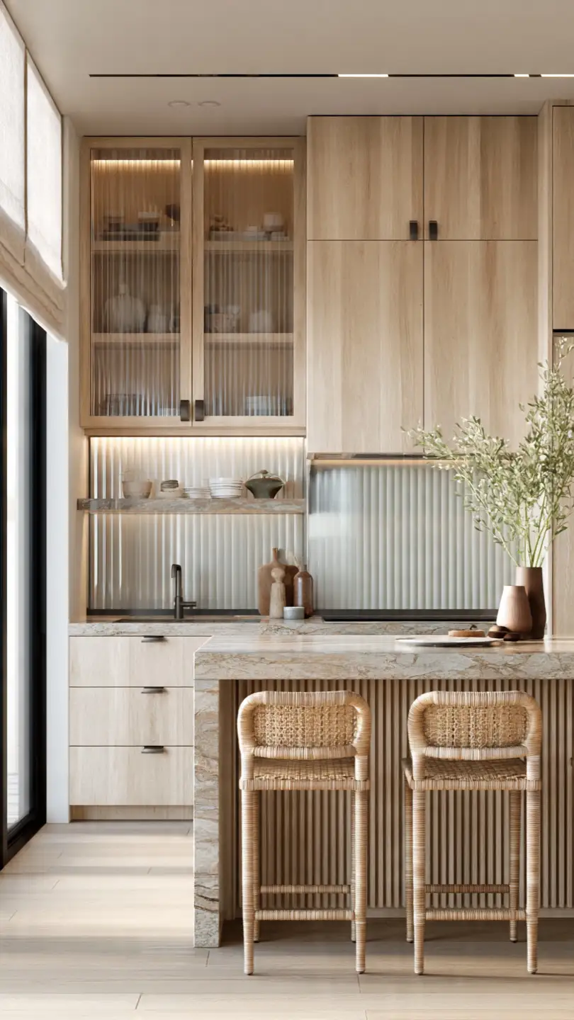 Use Textured Elements to Prevent Minimalist Kitchens from Feeling Cold