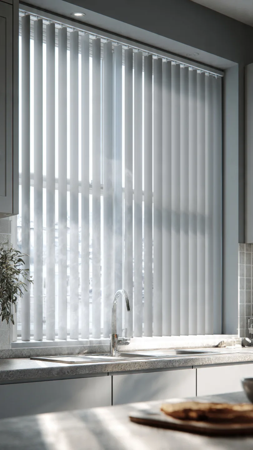 Vinyl Vertical Blinds for Practical Kitchen Blinds Ideas Above Sink Use