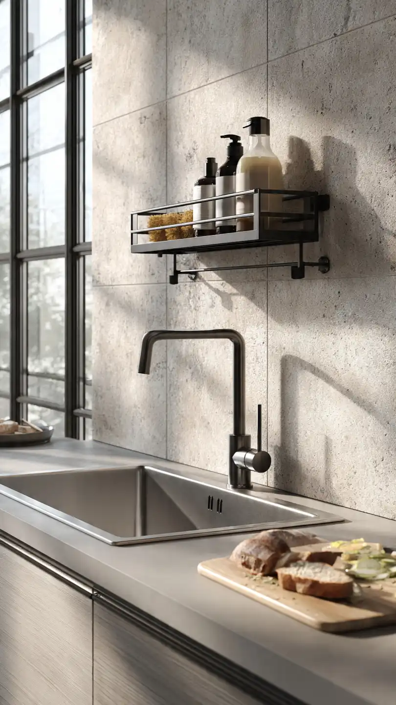 Wall-Mounted Kitchen Sink Soap Tray for Space Saving Organization