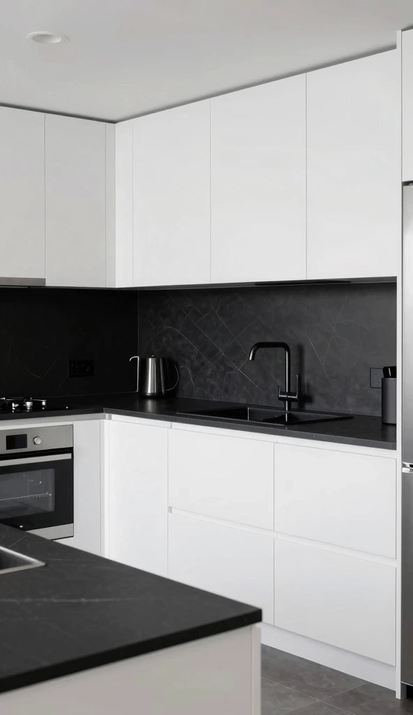 White Cabinets with Black Countertops