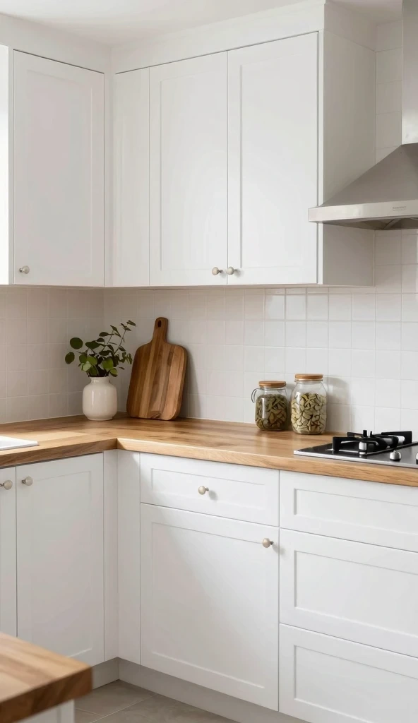 White Cabinets with Wooden Countertops