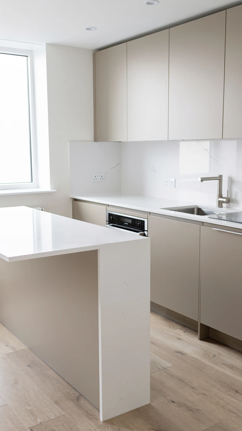 White Ceramic Slab Countertops for Bright Open Kitchens