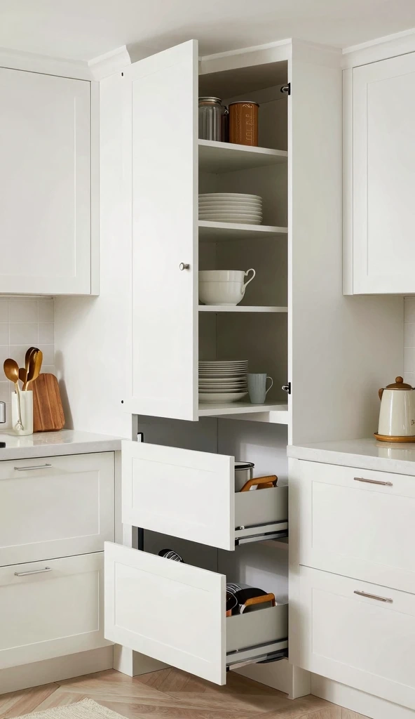 White Kitchen Cabinets With Smart Storage Solutions