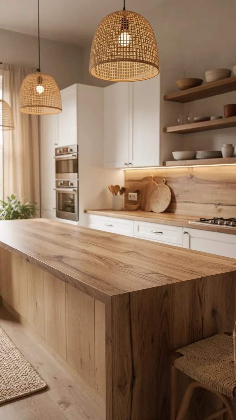 Wood Look Ceramic Slab Countertops for Warm Organic Interiors