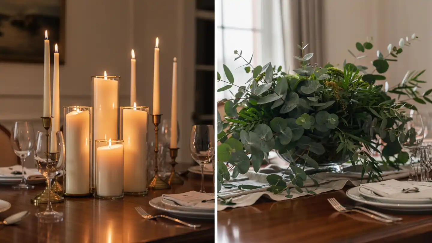 Candles Vs Greenery for Dining Table Centerpiece