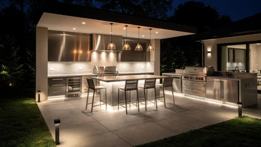 How to Light an Outdoor Patio Kitchen 1