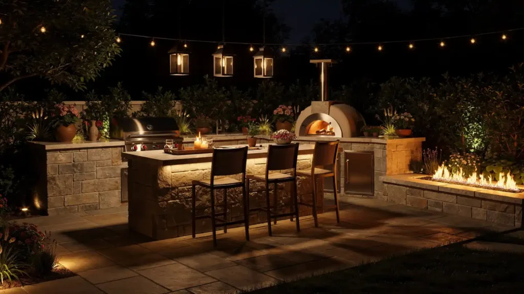 How to Light an Outdoor Patio Kitchen 2