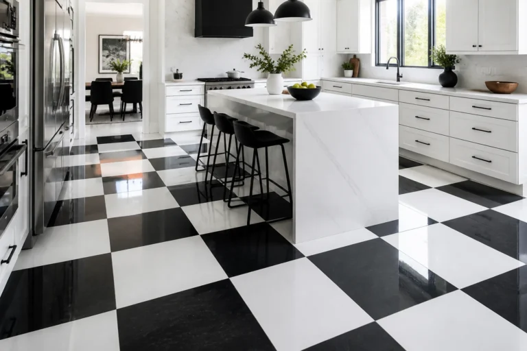 8 Black and White Modern Kitchen Flooring Aesthetic
