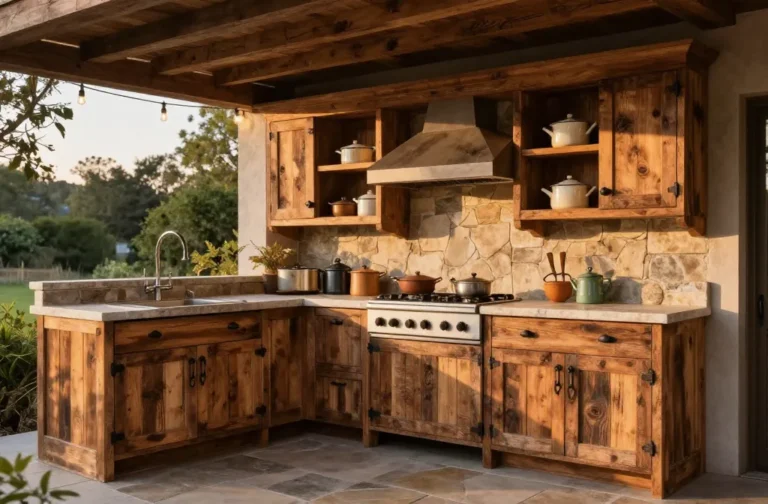 9 Rustic Outdoor Patio Kitchen Ideas That Bring Cozy Farmhouse Charm Outside