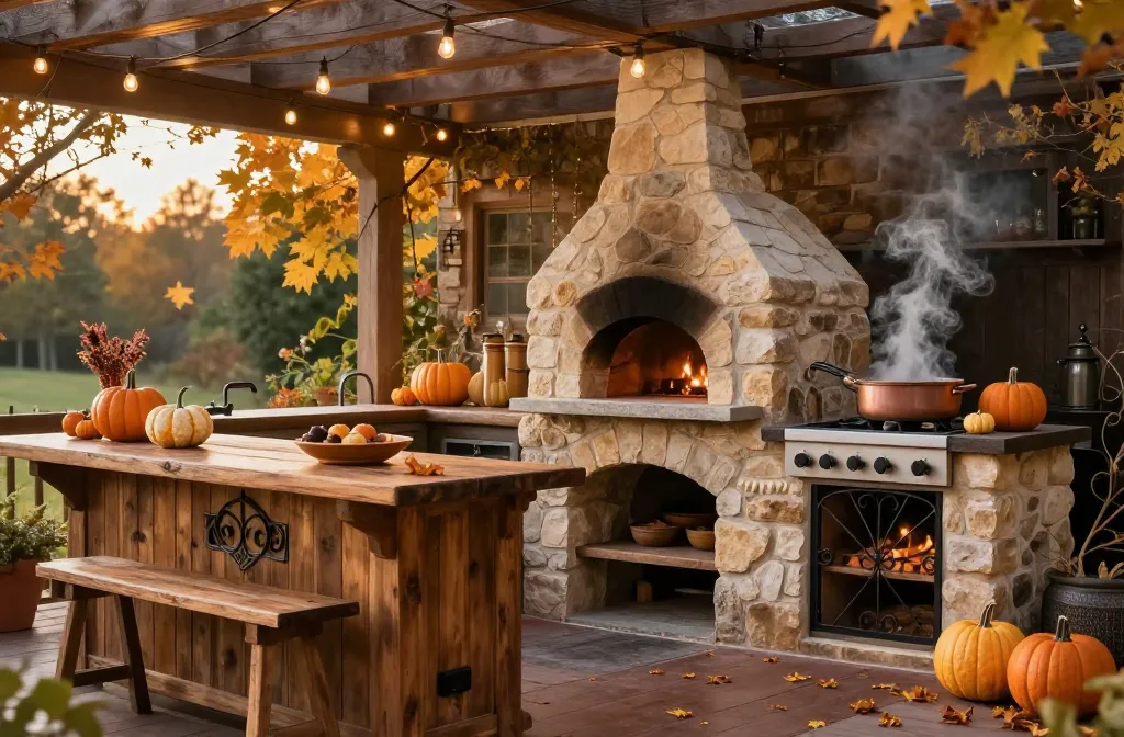 9 Outdoor Patio Kitchen Ideas for Fall That Keep the Cooking Going All Season